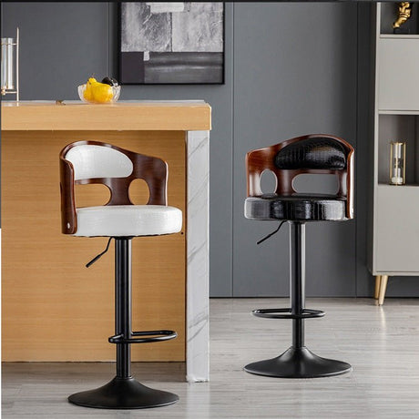 Elegant White Leather Swivel Bar Stool