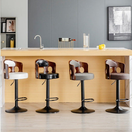 Elegant White Leather Swivel Bar Stool