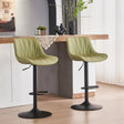 Mornington avocado green PU leather adjustable swivel bar stool 2pcs set in a modern kitchen