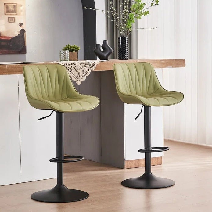 Blairgowrie green diamond stitched faux leather swivel bar stool with gold base