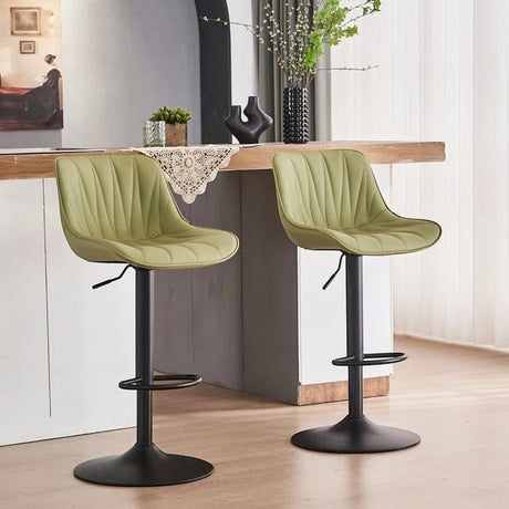 Blairgowrie green diamond stitched faux leather swivel bar stool with gold base