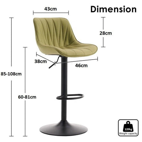 Blairgowrie Swivel Bar Stool, Green 2pcs