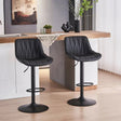 Blairgowrie black diamond stitched faux leather swivel bar stool with gold base