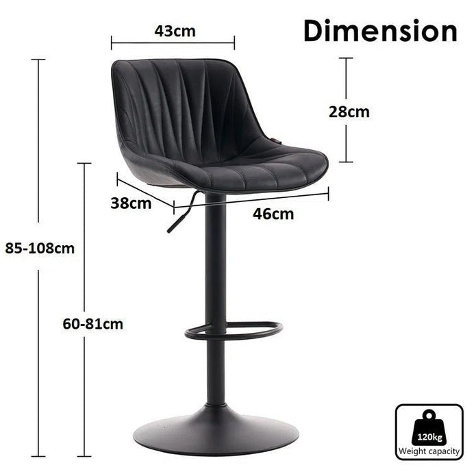 Blairgowrie Swivel Bar Stool, Black 2pcs