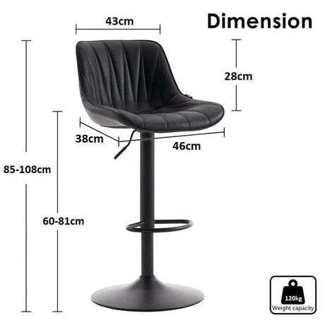 Blairgowrie Swivel Bar Stool, Black 2pcs