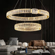 Modern gold 2 ring crystal LED pendant chandelier, 80 60 cm