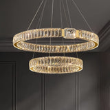 Modern gold 2 ring crystal LED pendant chandelier, 80 60 cm