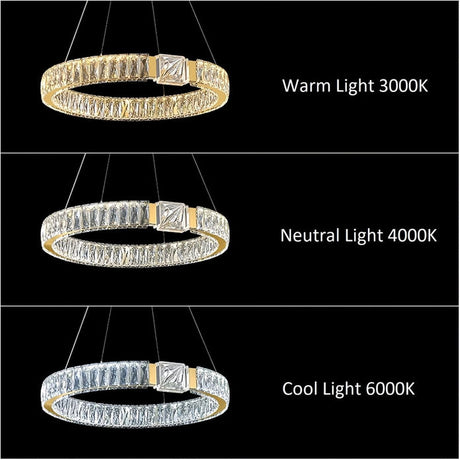 Modern gold 2 ring crystal LED pendant chandelier, 80 60 cm