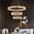 Modern gold 3 ring crystal LED pendant chandelier, 80 60 40 cm