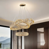 Modern gold 3 ring crystal LED pendant chandelier, 80 60 40 cm