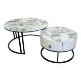 Yarrambat Nesting Coffee Table 2pcs, White Marble