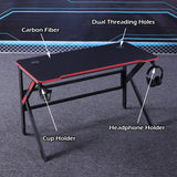 K-Shape Gaming Desk with RGB Lighting Carbon Fibre Surface 100kg Capacity 120cm or 140cm — Allure Home Collections