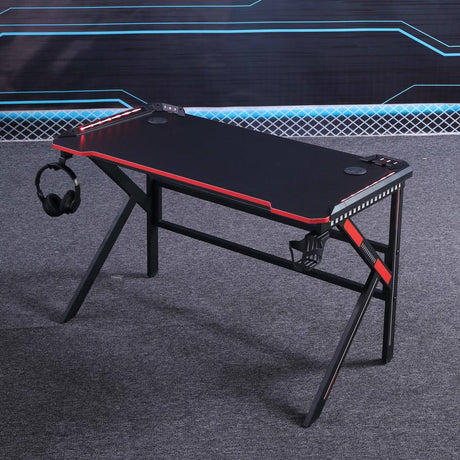 K-Shape Gaming Desk with RGB Lighting Carbon Fibre Surface 100kg Capacity 120cm or 140cm — Allure Home Collections