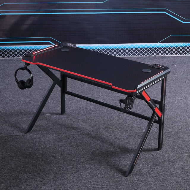 K-Shape Gaming Desk with RGB Lighting Carbon Fibre Surface 100kg Capacity 120cm or 140cm — Allure Home Collections