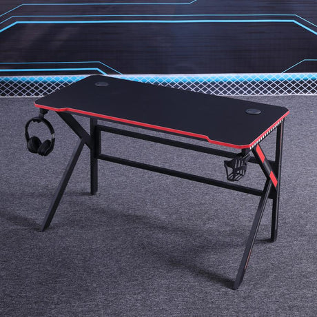 K-Shape Gaming Desk with RGB Lighting Carbon Fibre Surface 100kg Capacity 120cm or 140cm — Allure Home Collections