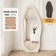 Skenes Creek pearl white wavy full length floor mirror in a modern bedroom