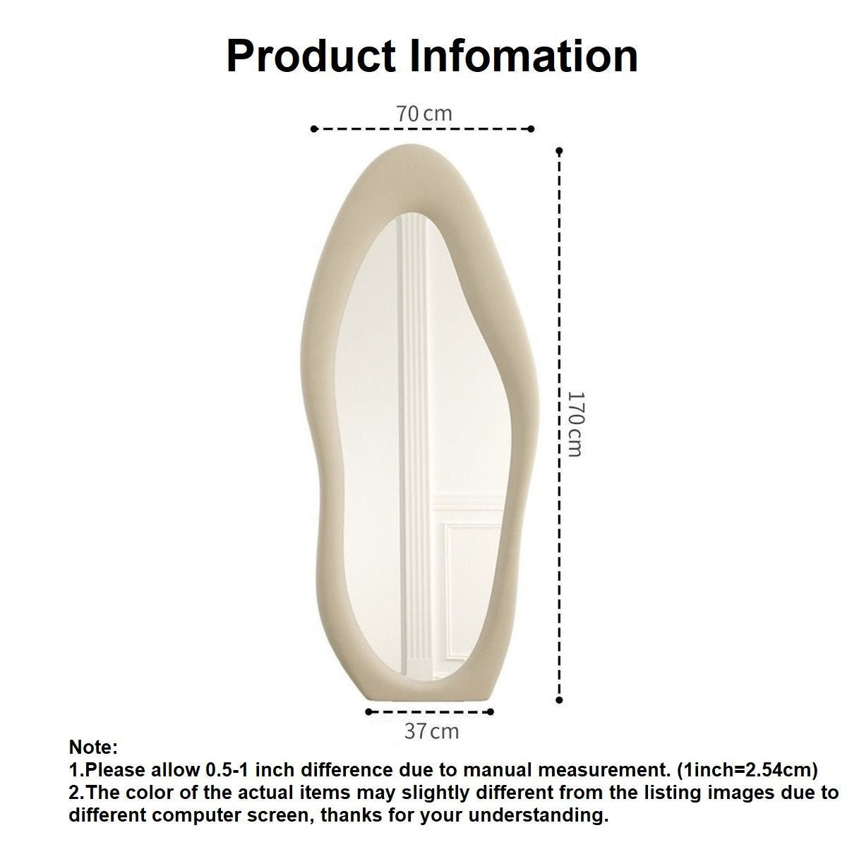Skenes Creek Wavy Floor Mirror, Pearl White 170cm
