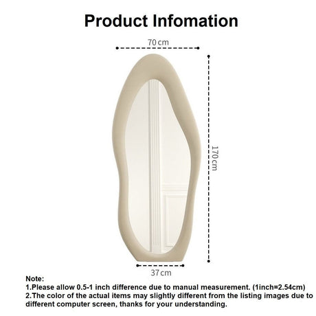 Skenes Creek Wavy Floor Mirror, Pearl White 170cm