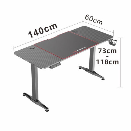 Ainslie electric height adjustable gaming desk in a home office