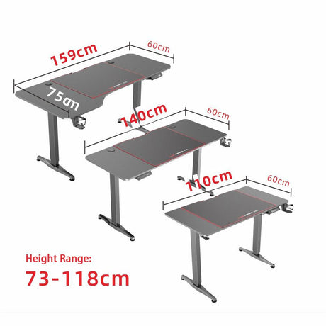 Ainslie electric height adjustable gaming desk in a home office