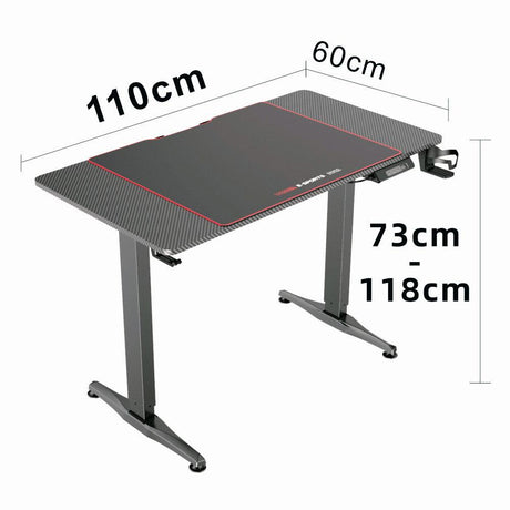 Ainslie electric height adjustable gaming desk in a home office