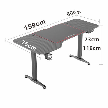 Ainslie electric height adjustable gaming desk in a home office