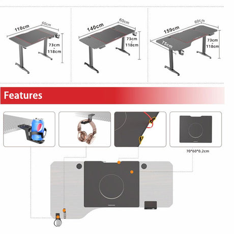 Ainslie electric height adjustable gaming desk in a home office