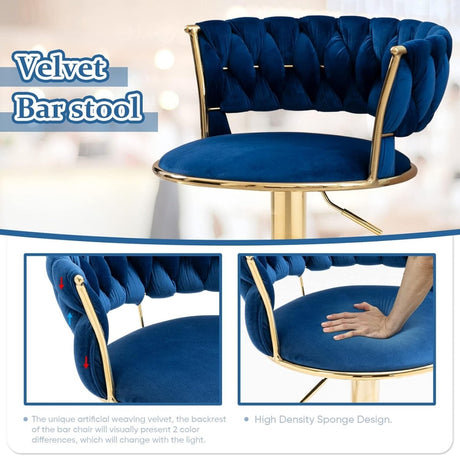 Velvet bar stool seat close-up showing padded upholstery — Allure Home Collections