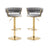 Pair of velvet padded bar stools styled at kitchen breakfast bar — Allure Home Collections