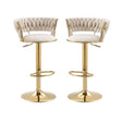 Height adjustable velvet bar stool pair with gold base and padded seat — Allure Home Collections