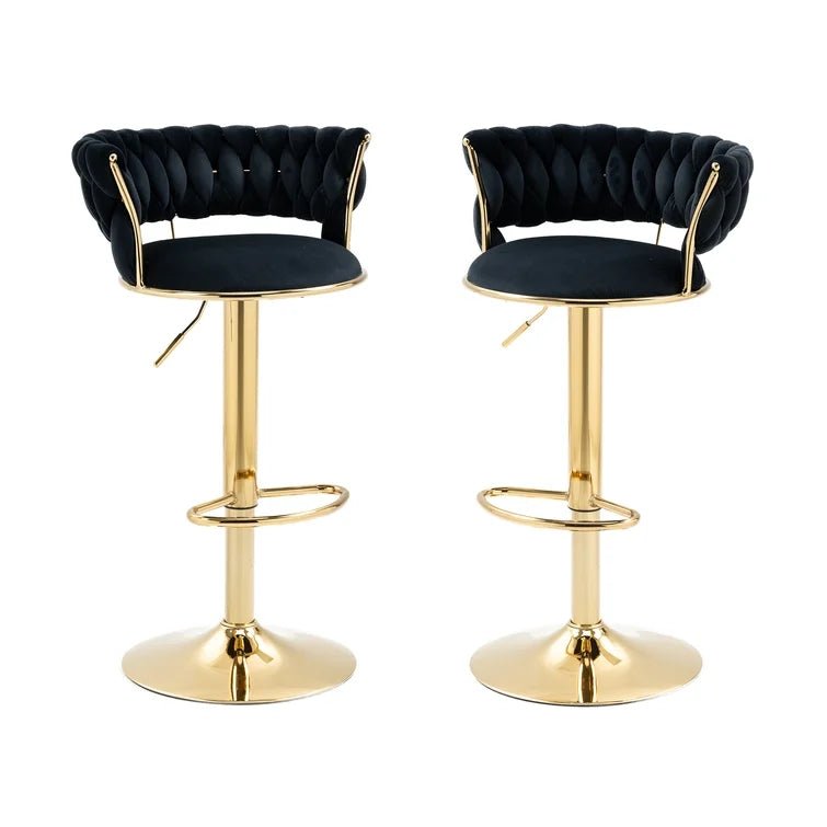 SERENITa green velvet bar stool seat and backrest detail — Allure Home Collections