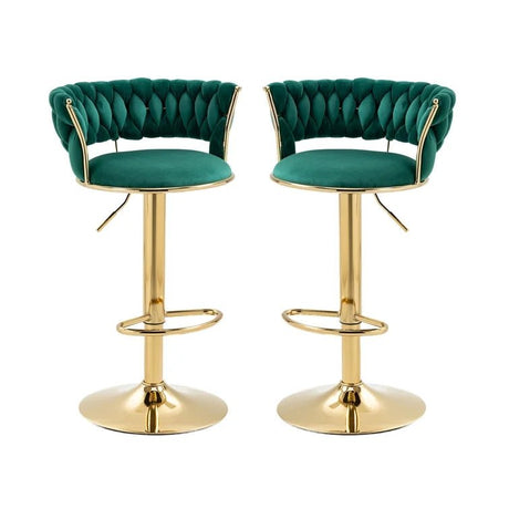 SERENITa green velvet counter height bar stools set of 2 with backrest — Allure Home Collections
