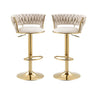 Two SERENITa green velvet bar stools at kitchen breakfast bar — Allure Home Collections