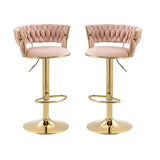 Side profile of SERENITa green velvet bar stool showing cushioned back — Allure Home Collections