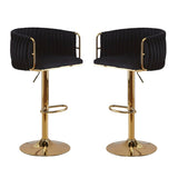 Height adjustable velvet swivel bar stool pair with gold round base — Allure Home Collections