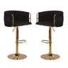Height adjustable velvet swivel bar stool pair with gold round base — Allure Home Collections