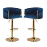 Velvet padded seat and gold gas lift lever detail on height adjustable bar stool — Allure Home Collections