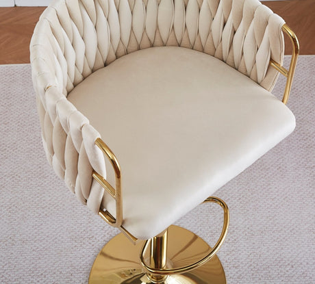 Velvet bar stool seat close-up showing padded finish and swivel mechanism — Allure Home Collections