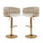 Side profile of velvet height adjustable bar stool showing gold base and footrest — Allure Home Collections