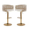 Side profile of velvet height adjustable bar stool showing gold base and footrest — Allure Home Collections