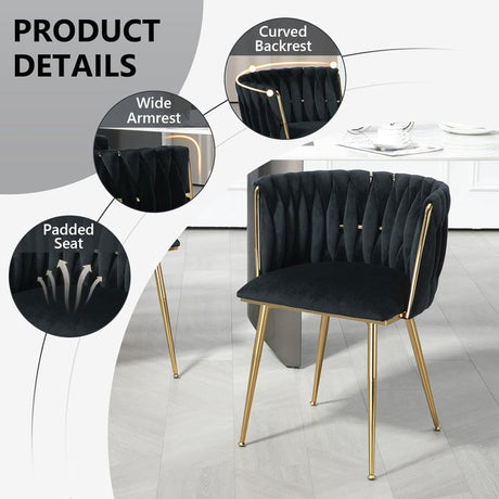 Modern Hand-Woven Velvet Dining Accent Chair