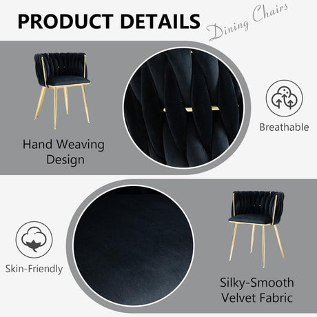 Modern Hand-Woven Velvet Dining Accent Chair