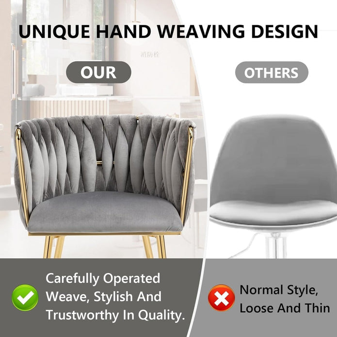 Modern Hand-Woven Velvet Dining Accent Chair