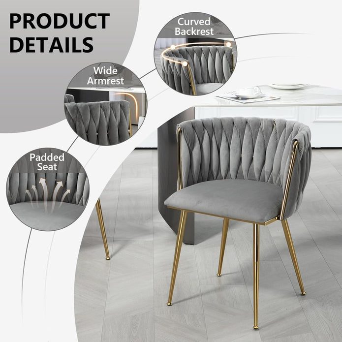 Modern Hand-Woven Velvet Dining Accent Chair