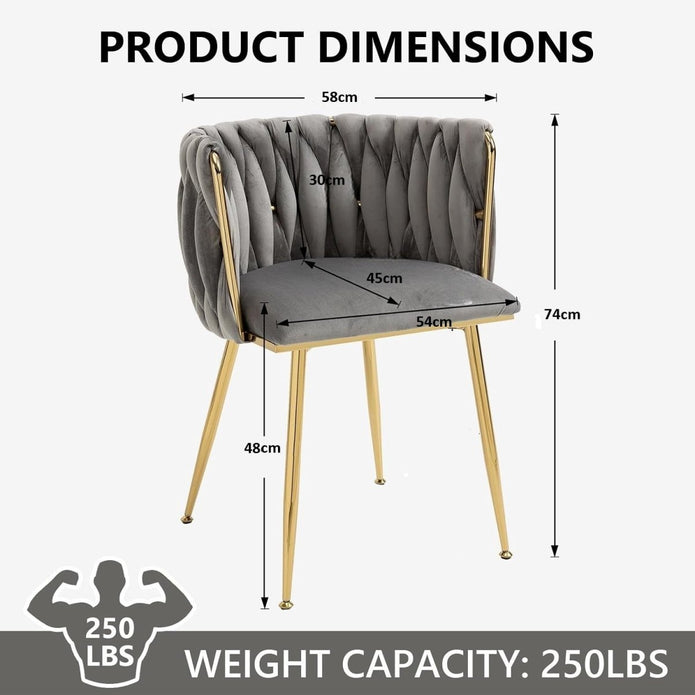 Modern Hand-Woven Velvet Dining Accent Chair