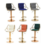 Velvet bar stool showing full backrest and footrest ring detail — Allure Home Collections