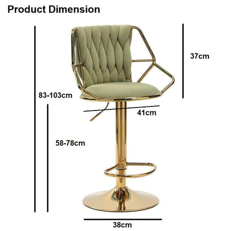 Pair of velvet bar stools with gold base styled at island counter — Allure Home Collections