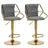Side profile of velvet bar stool showing gold base backrest and footrest — Allure Home Collections