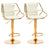 Velvet padded bar stool pair with backrest footrest and gold round base — Allure Home Collections