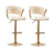 Velvet padded bar stool pair with gold round base for luxury dining and counter seating — Allure Home Collections